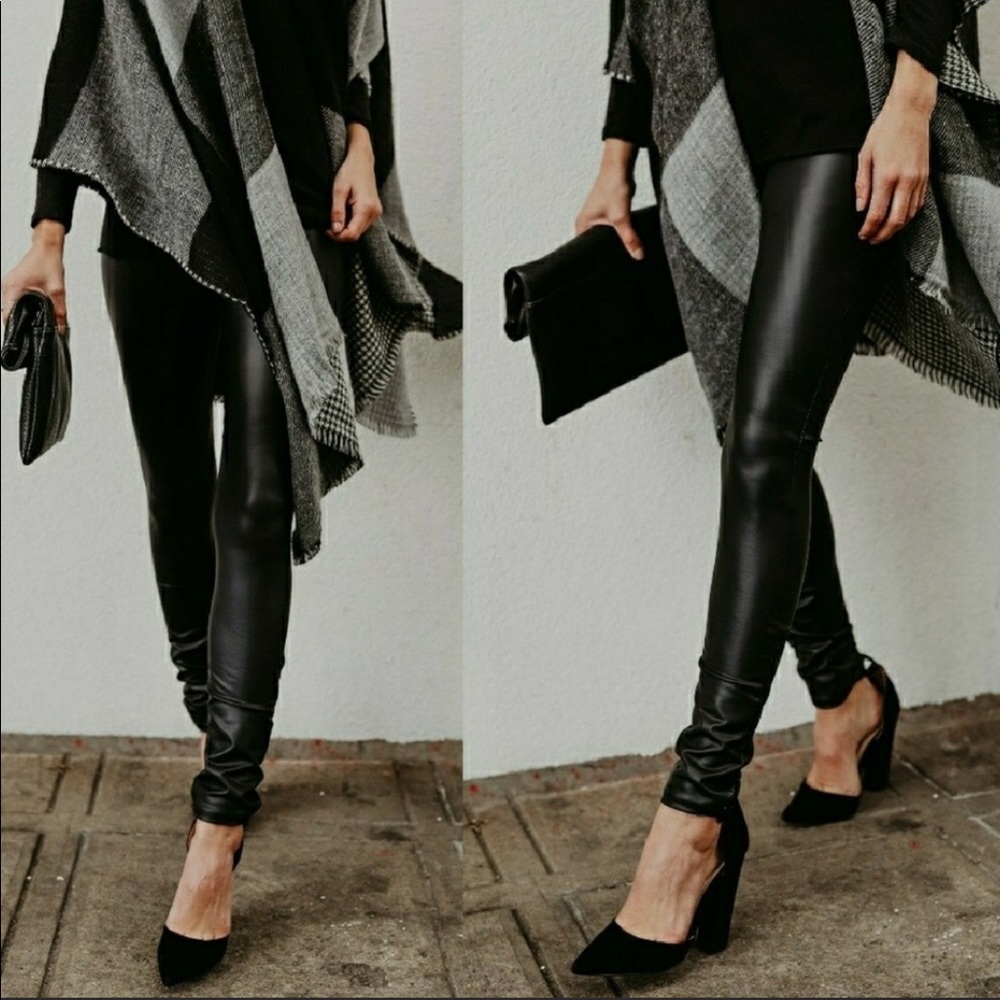 Matte Black Faux Leather Leggings